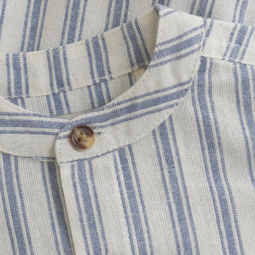 Chemise manches longues coton blanc rayé bleu Huttelihut Mlle et Coco