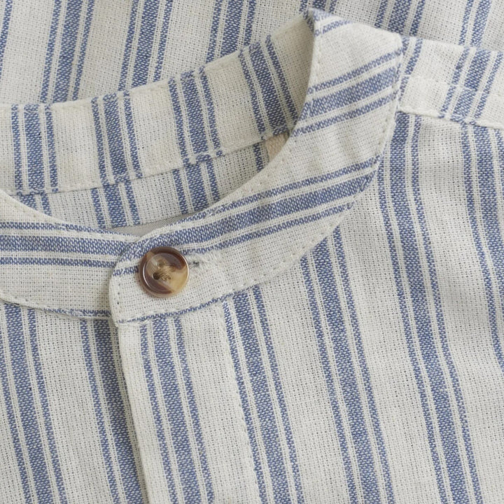 Chemise manches longues coton blanc rayé bleu Huttelihut Mlle et Coco