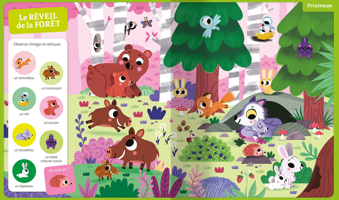 Livre Mes 20 cherche et trouve des tout-petits : Vive les saisons ! Auzou éditions Mlle et Coco