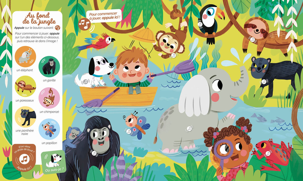 Livre Cherche et trouve des tout-petits sonore : À l'aventure ! Auzou Mlle et Coco