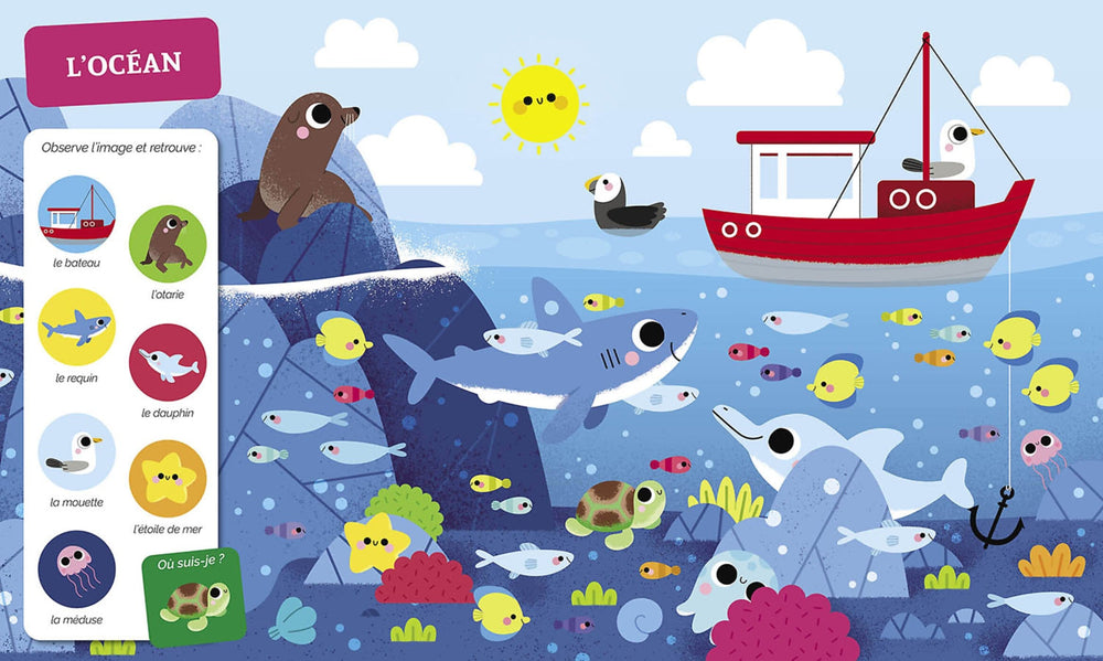 Livre Cherche et trouve des tout-petits Tous à l'eau ! Auzou Mlle et Coco