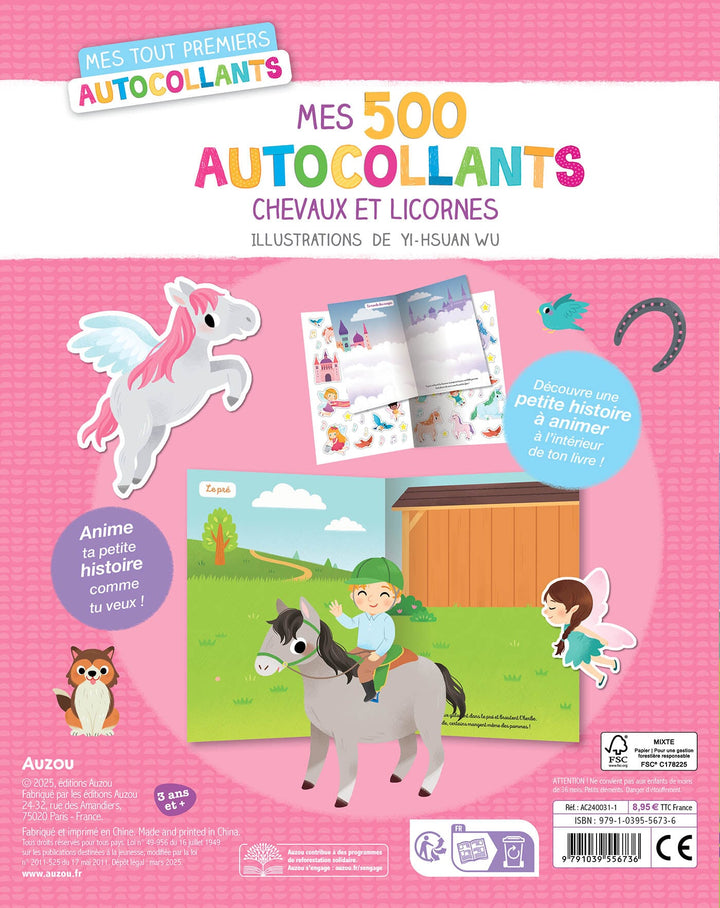 Mes tout premiers autocollants 500 autocollants chevaux et licornes Auzou Mlle et Coco