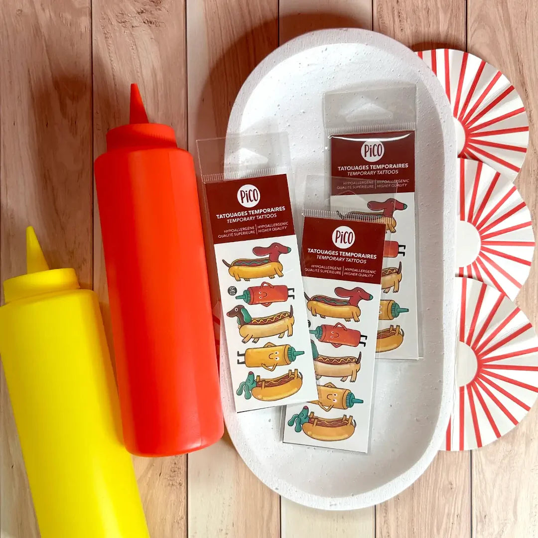 Pico tatouage compagnie québécoise Ketchup le chien saucisse
