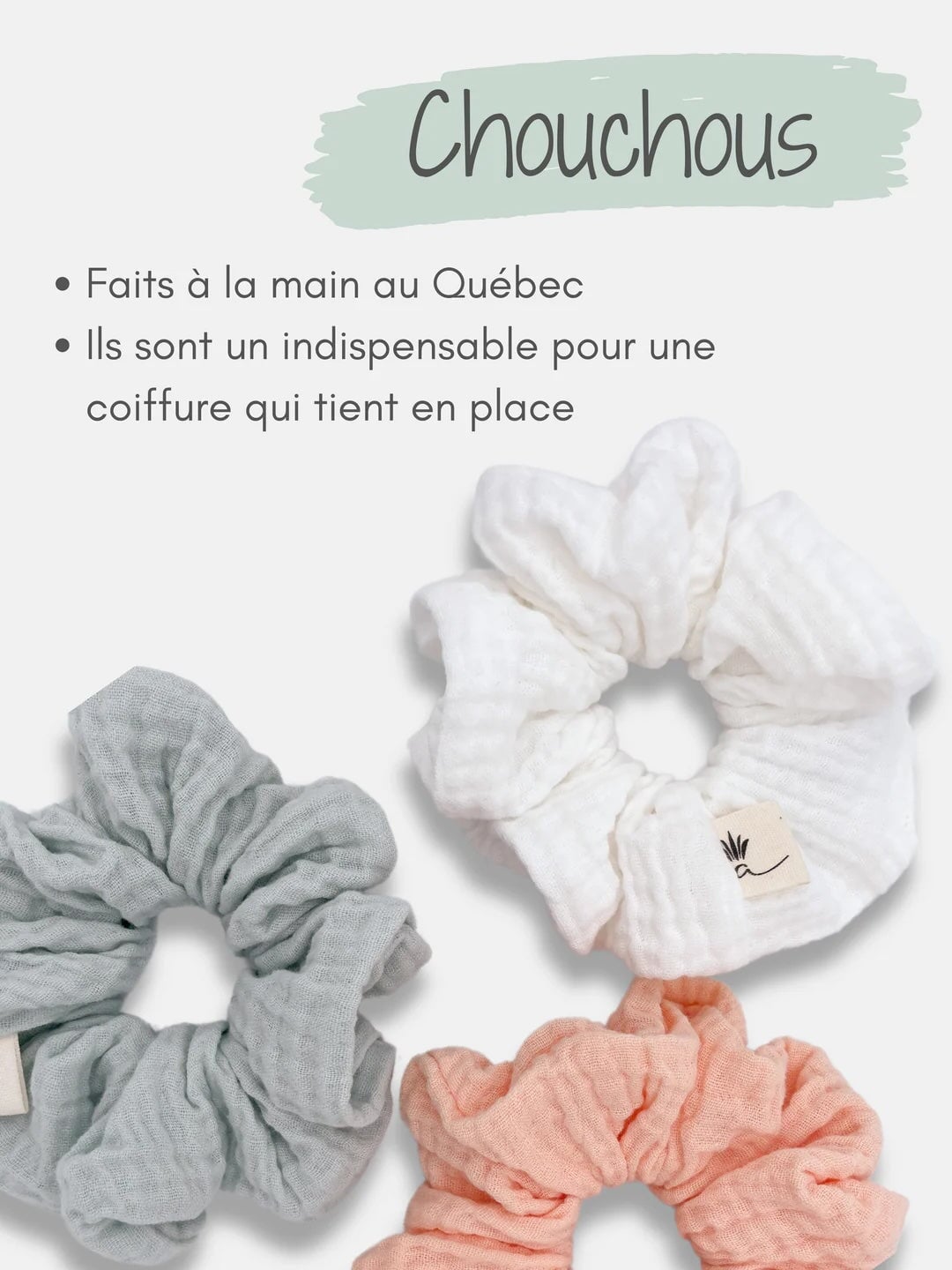 Chouchou en satin champagne enfant et adulte produit québécois Ananas Mlle et Coco