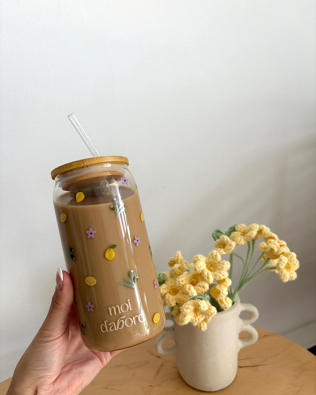 Tumbler verre citrons fleurs Moi D&