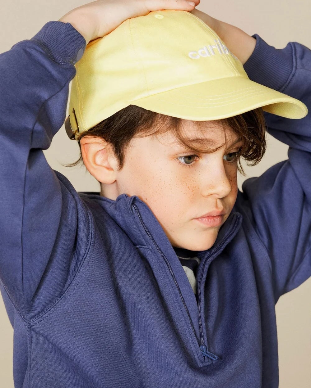 Casquette en coton jaune citron Caribou Mlle et Coco