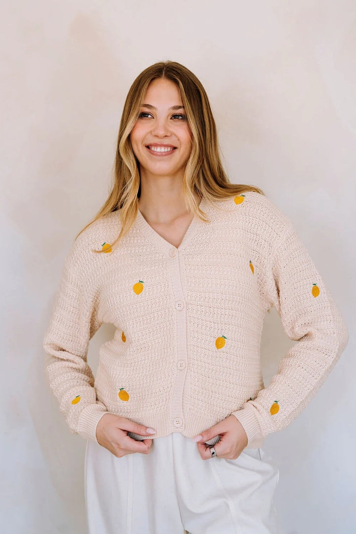 cardigan maternité Citron sable Rose maternité Mlle et Coco