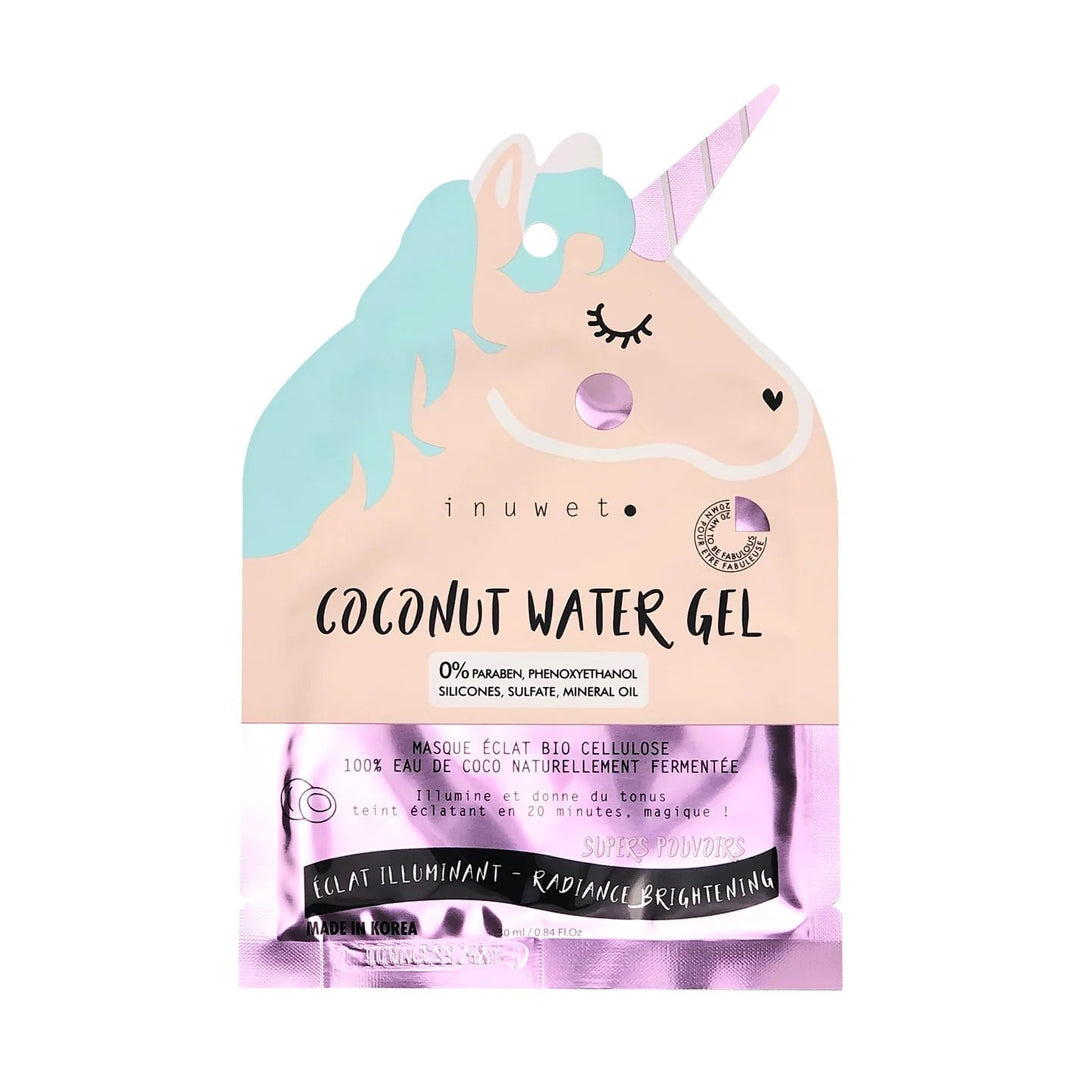 masque coconut water gel licorne produit Inuwet Vegan enfant