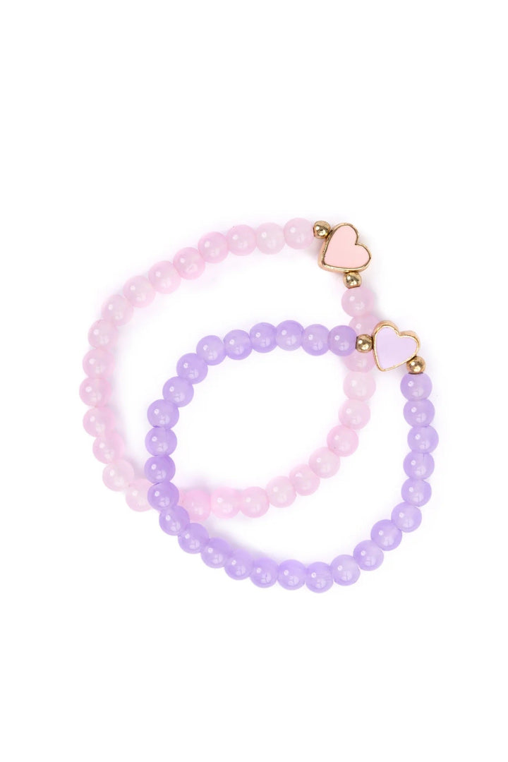 2 bracelet rose mauve breloque coeur et étoile great pretender