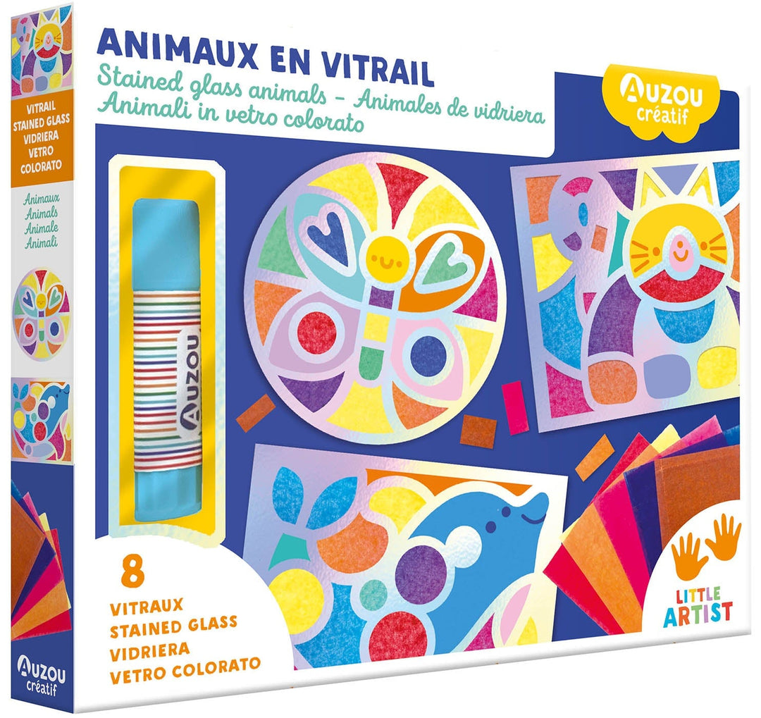 Coffret d'artiste animaux en vitrail Auzou Mlle et Coco