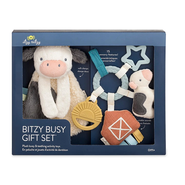 coffret cadeau vache ferme anneau dentition peluche Itzy Ritzy