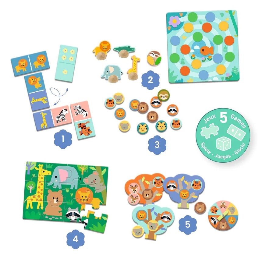 Coffret de jeux animaux sauvages Djeco Mlle et Coco