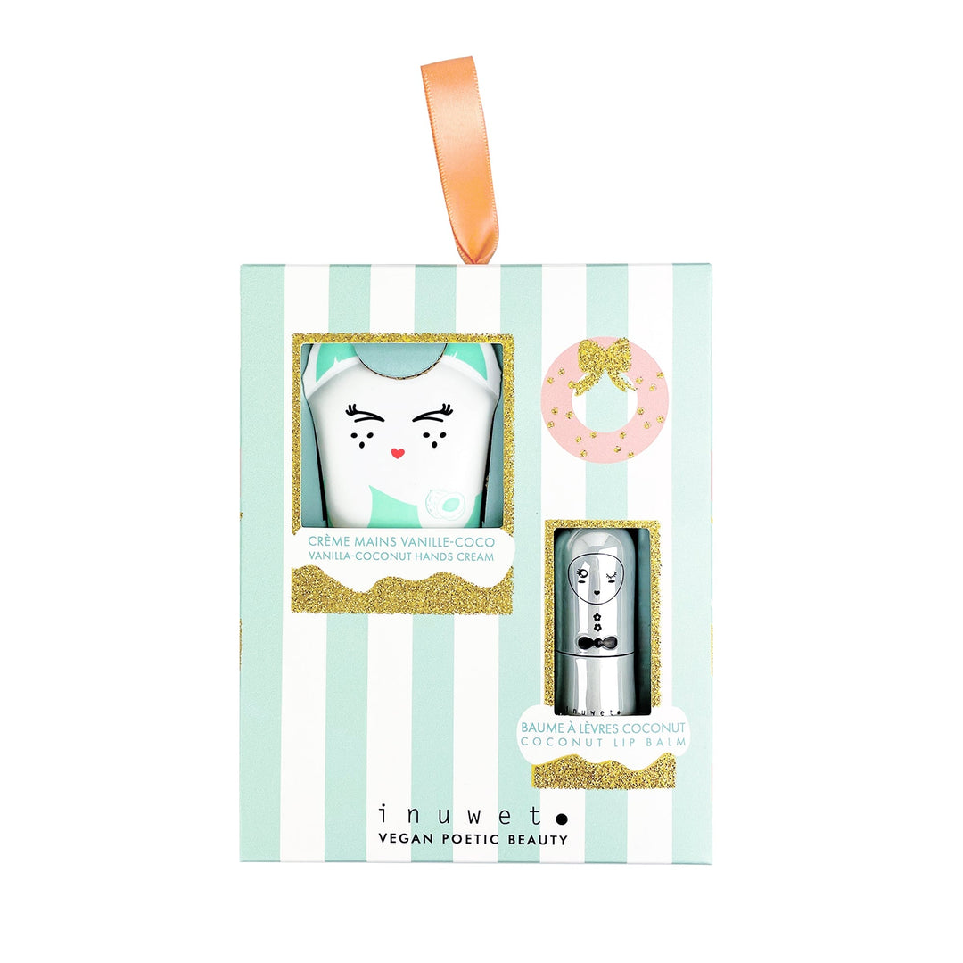 coffret Kim Inuwet crème main baume lèvre Vanille Coco 