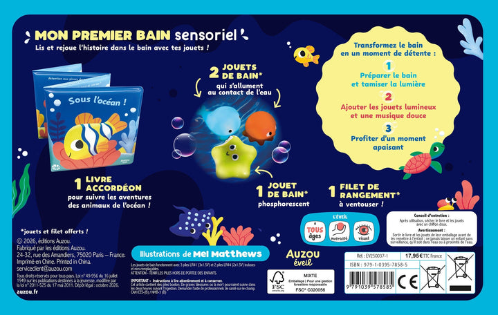 Mon premier livre de bain - Mon coffret de bain sensoriel - Pour un bain apaisant ! Auzou éditions Mlle et Coco