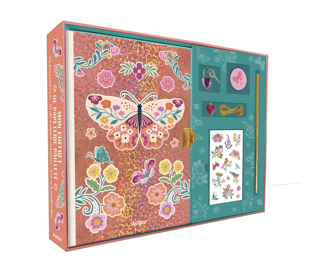 Mon coffret de papeterie pailleté Auzou Éditions Mlle et Coco