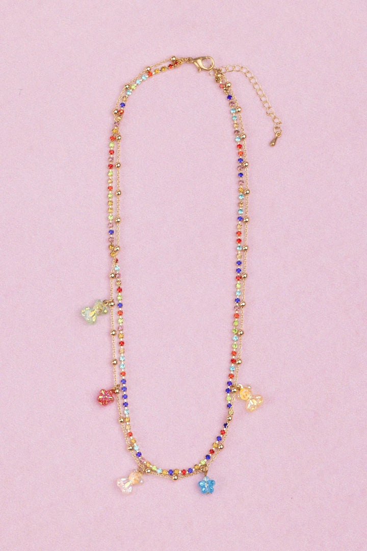 collier or breloques oursons fleurs multicolore bijoux enfant great pretenders