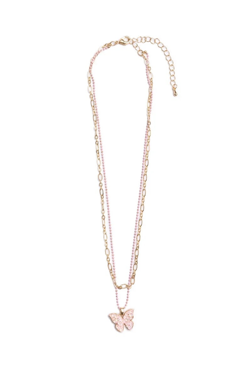 collier Great pretenders papillon rose Mlle et Coco