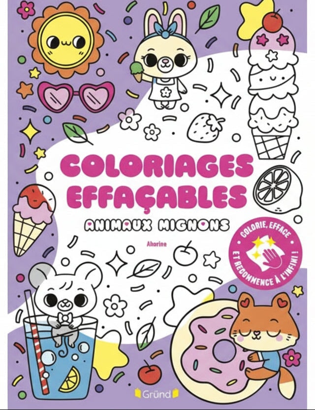 Livre à colorier coloriage effaçables animaux mignons Gründ Québec Mlle et Coco