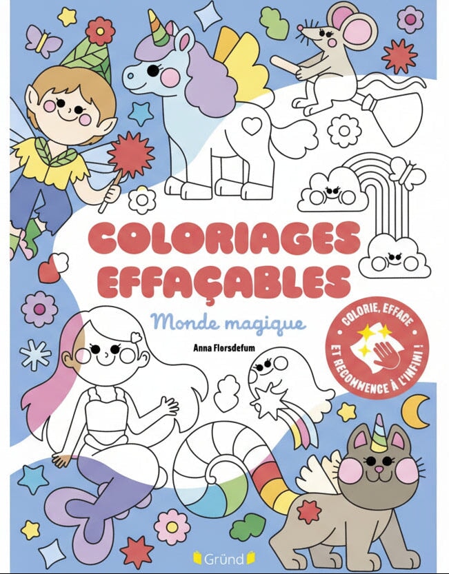 Livre à colorier coloriage effaçables : monde magique Gründ Québec Mlle et Coco