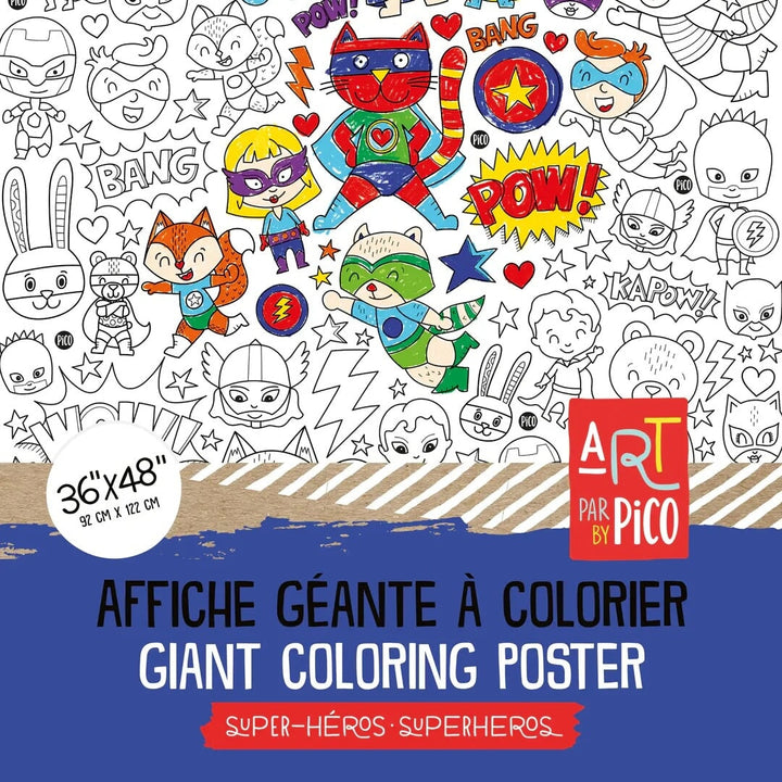 Coloriage géant super-héros Pico tatouage Mlle et Coco