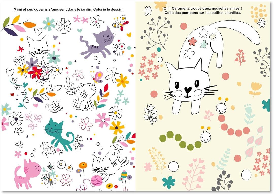 Livre à colorier Mes coloriages pompons Hemma Mlle et Coco