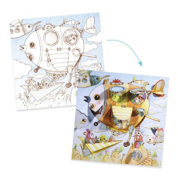 Coloriage surprise Le voyage de Malo Djeco Mlle et Coco