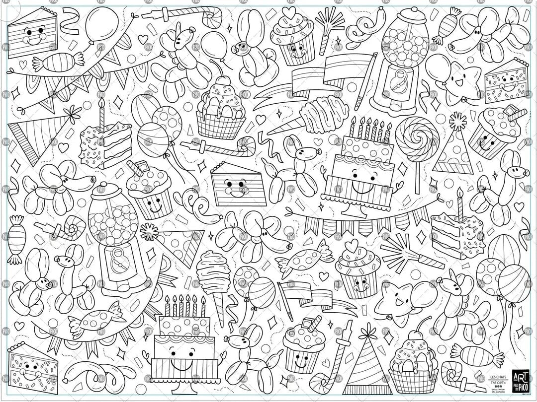 Nappe Coloriage Géant Anniversaire Pico Mlle et Coco