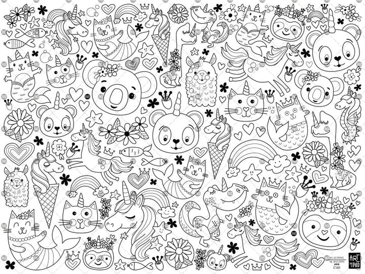 Nappe Géante coloriage licornes Pico Mlle et Coco