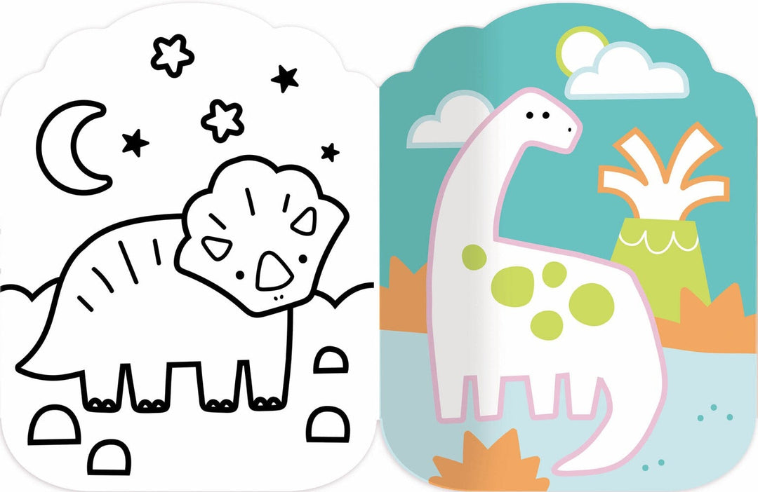 Je colorie sans dépasser cahier coloriage dinosaures Auzou Mlle et Coco