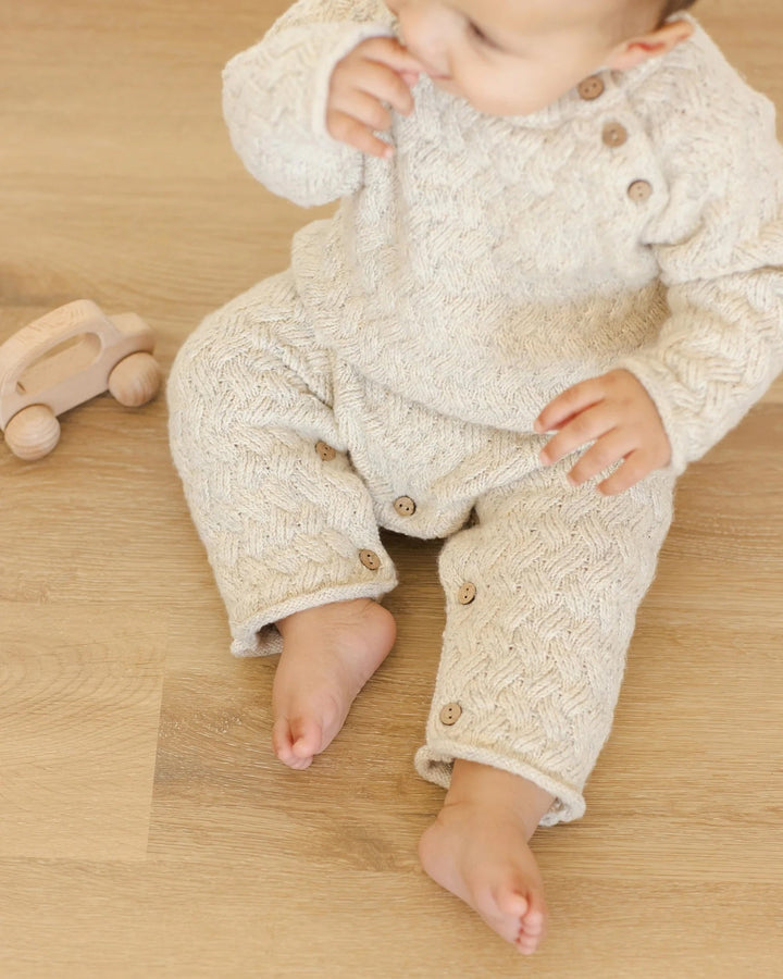 Combinaison douillette en tricot avoine Quincy Mae Mlle et Coco