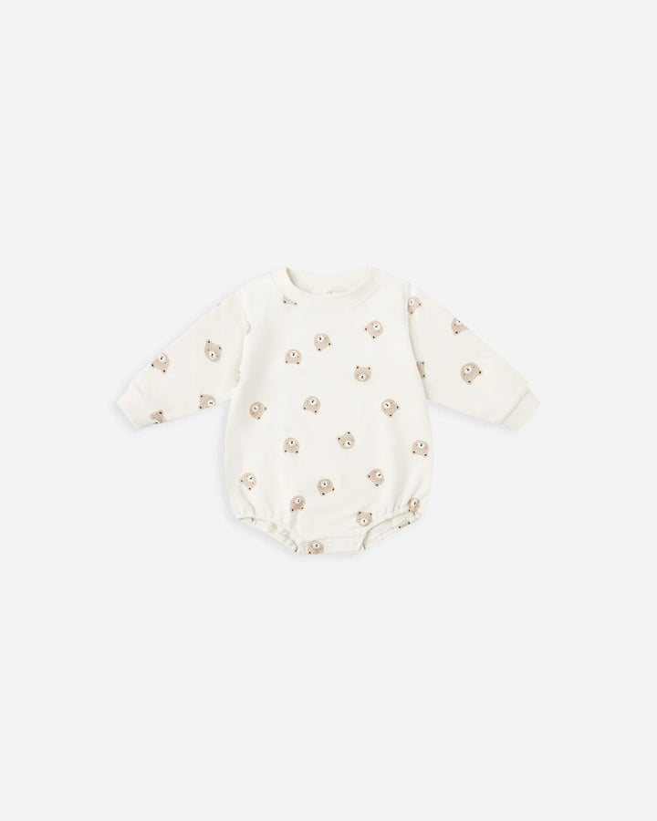 Combinaison bouffante motif ours sur fond ivoire Quincy Mae Mlle et Coco