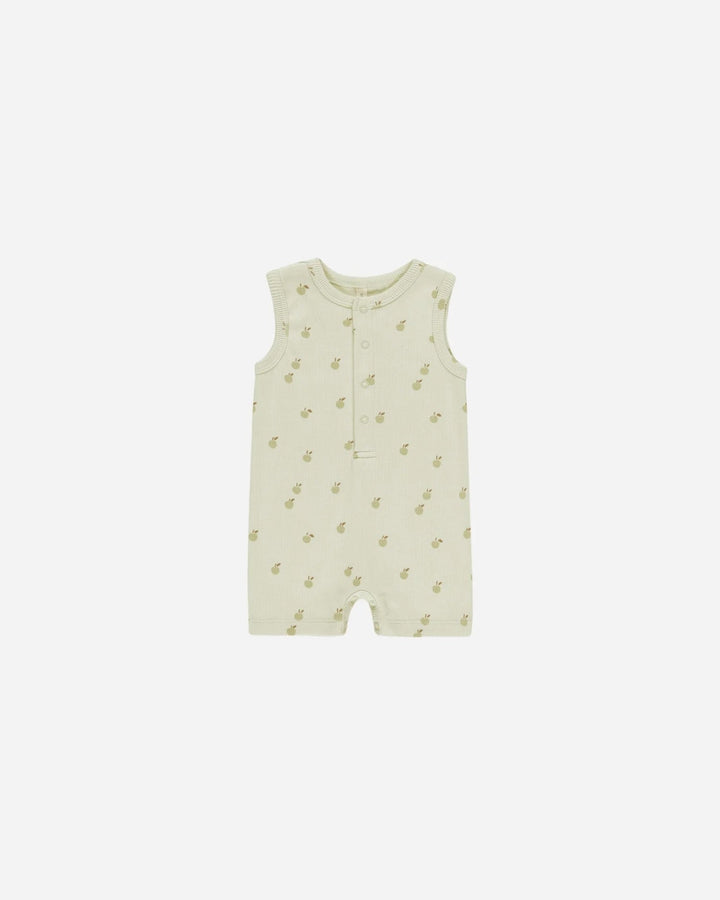 Combinaison manches courtes sauge et motif pommes Quincy Mae Mlle et Coco