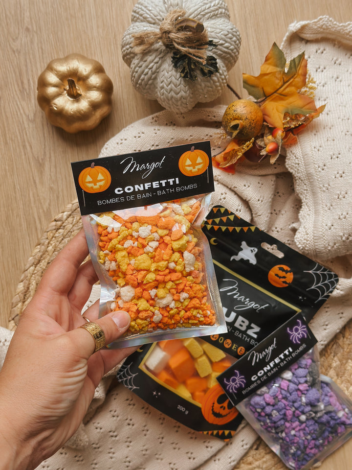 confetti citrouille margot bombe bain Mlle et Coco