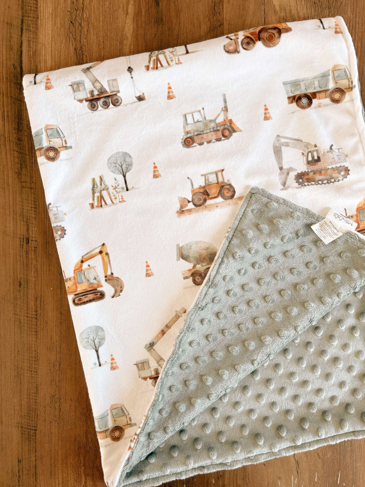 couverture minky construction doudou Mlle et Coco accessoire bébé