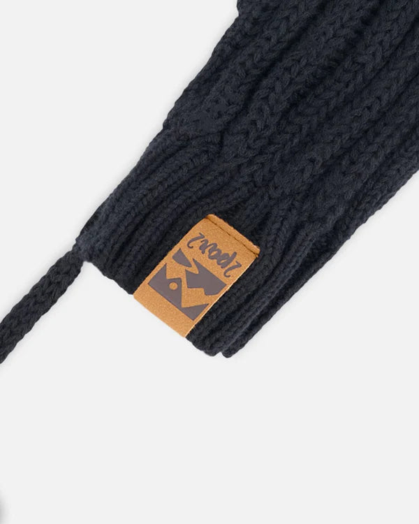 mitaine tricot coton noir Deux par Deux accessoire bébé