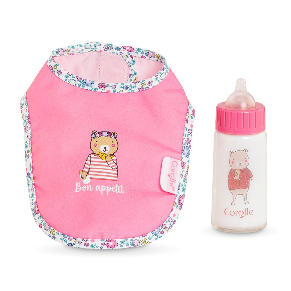 ensemble bavoir biberon magique Corolle jouet poupée Mlle et Coco