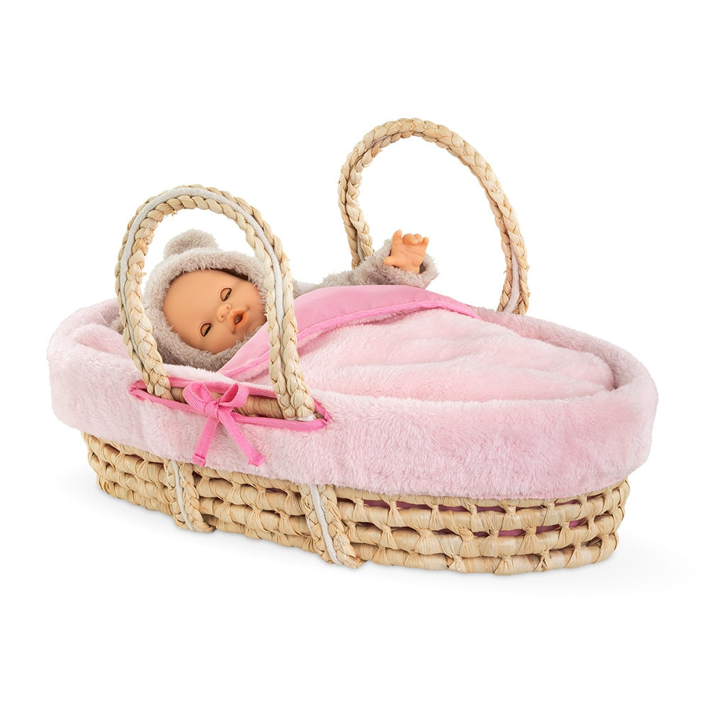 Corolle accessoire panier tressé peluche rose Mlle et Coco