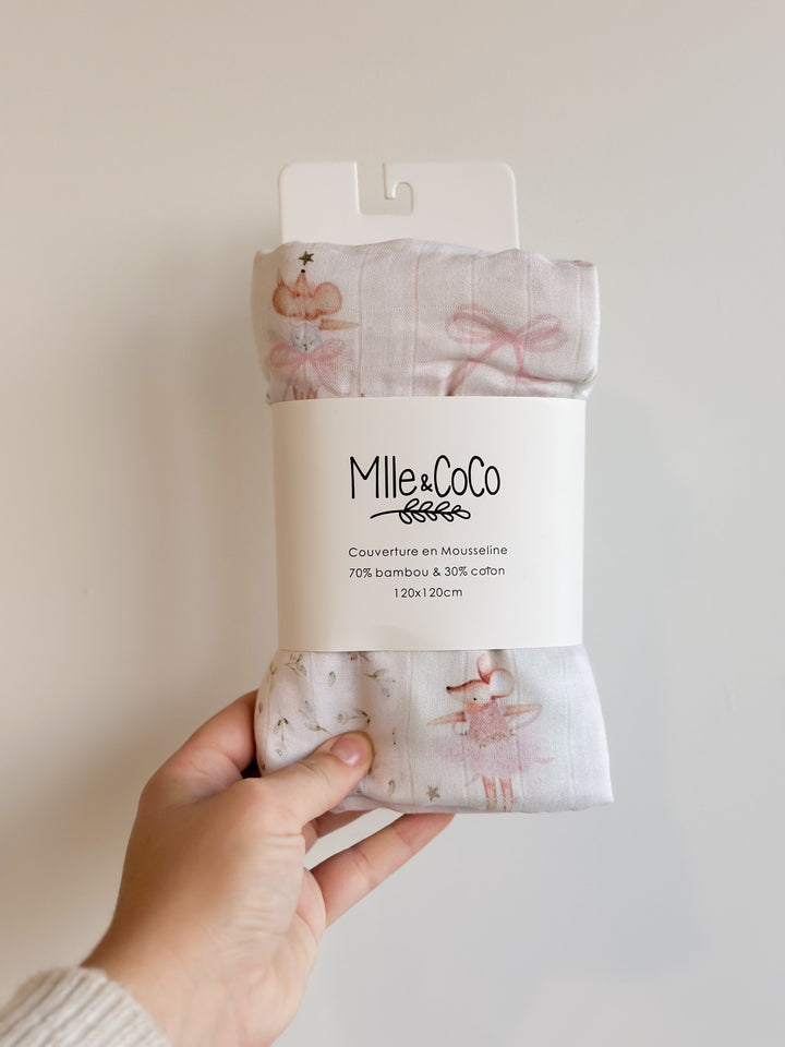 Couverture en mousseline - Souris courte pointe - Mlle et Coco Literie Mlle et Coco 
