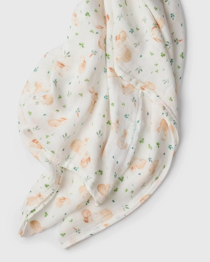 Couverture mousseline lapins Loulou Lollipop Mlle et Coco