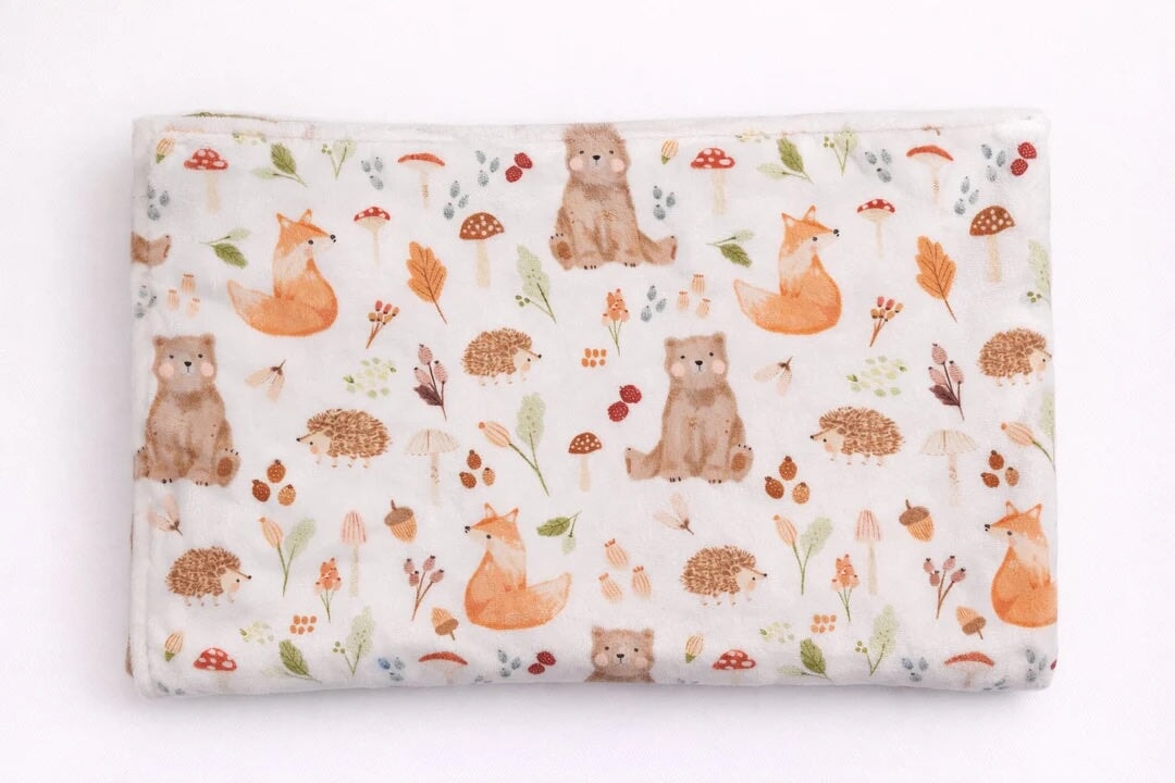 Couverture de minky Animaux fôret Mlle et Coco X Création Jade