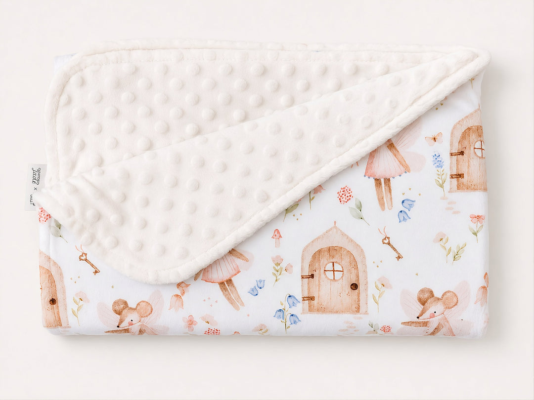 Couverture de minky Souris fée Mlle et Coco