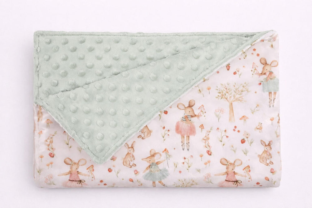 Couverture de minky Souris et forêt Mlle et Coco X Création Jade
