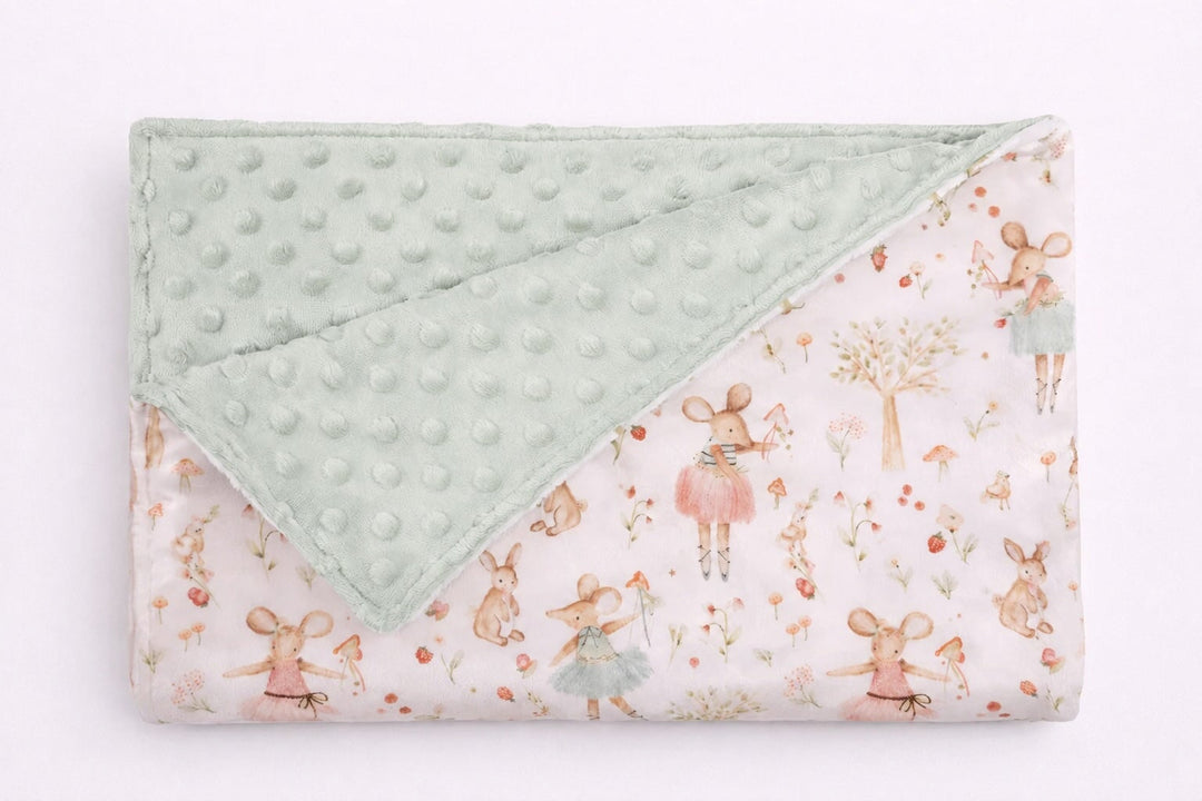 Couverture de minky Souris et forêt Mlle et Coco X Création Jade