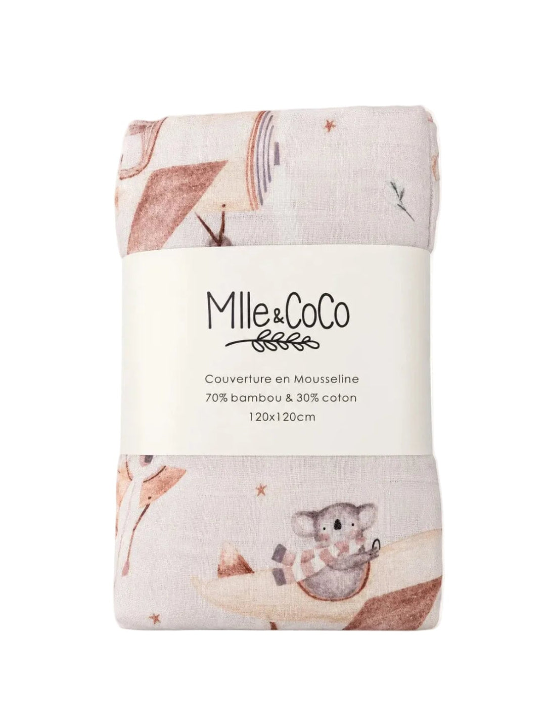 Couverture en mousseline Animaux aviateurs Mlle et Coco