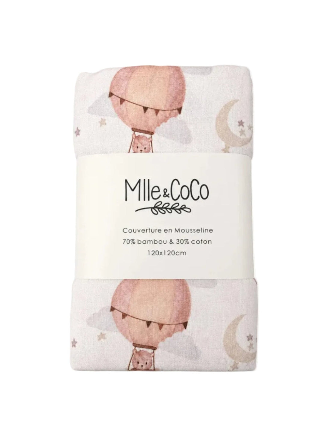 Couverture de mousseline ours montgolfière Mlle et Coco