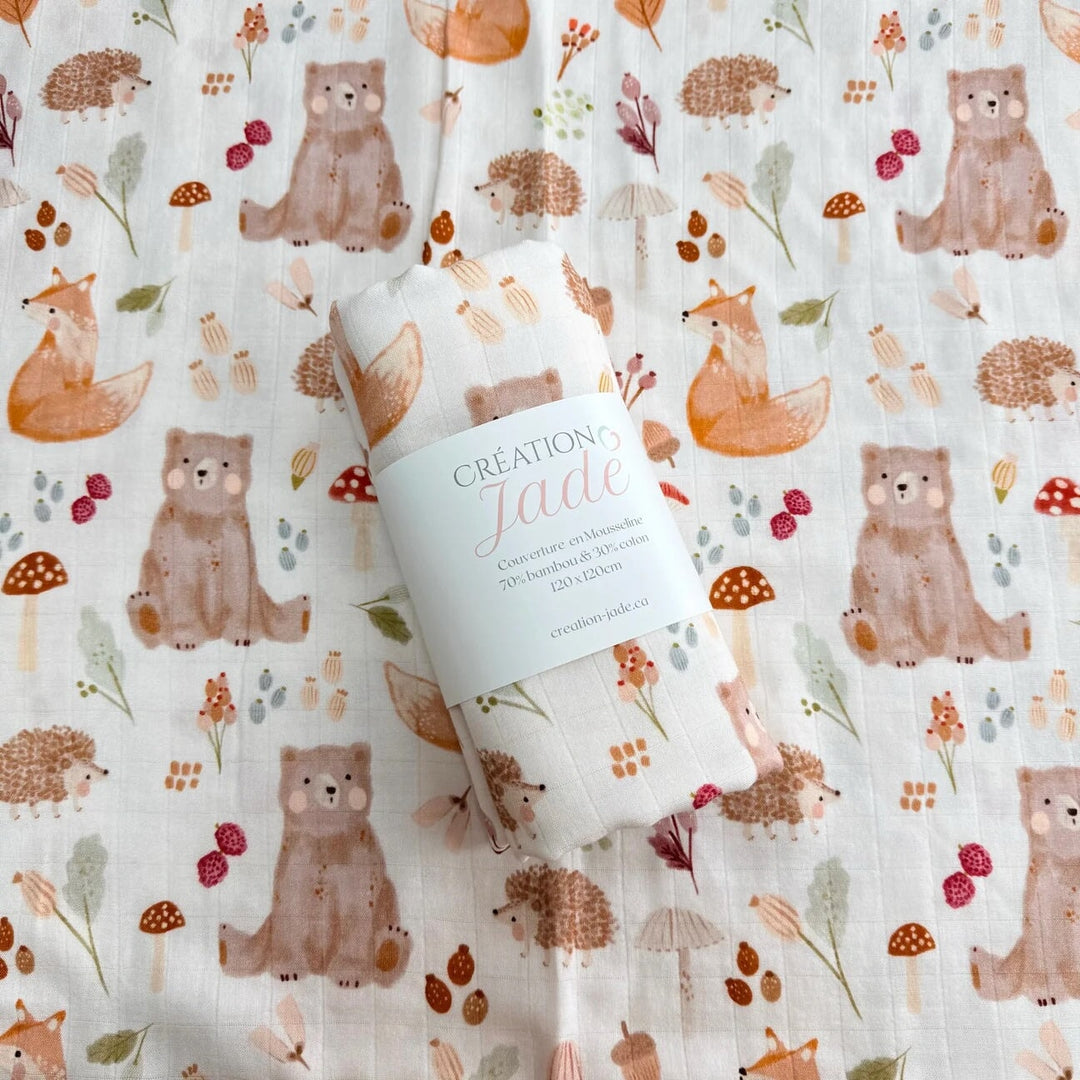 Couverture de mousseline Woodland Création Jade Mlle et Coco