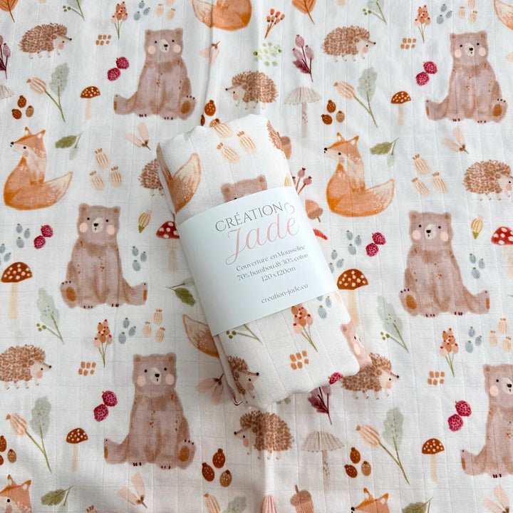 Couverture de mousseline Woodland Création Jade Mlle et Coco