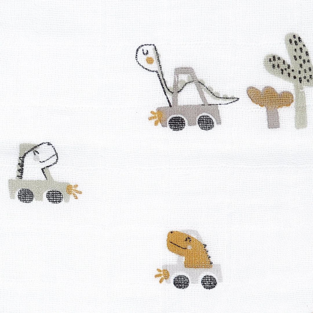 Couverture mousseline dino en voiture Perlim Pinpin Mlle et Coco