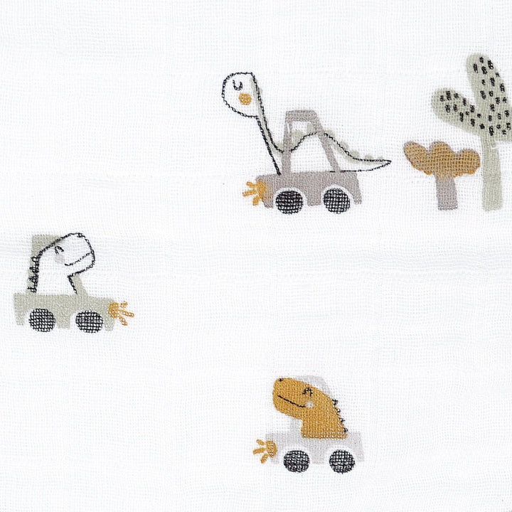 Couverture mousseline dino en voiture Perlim Pinpin Mlle et Coco