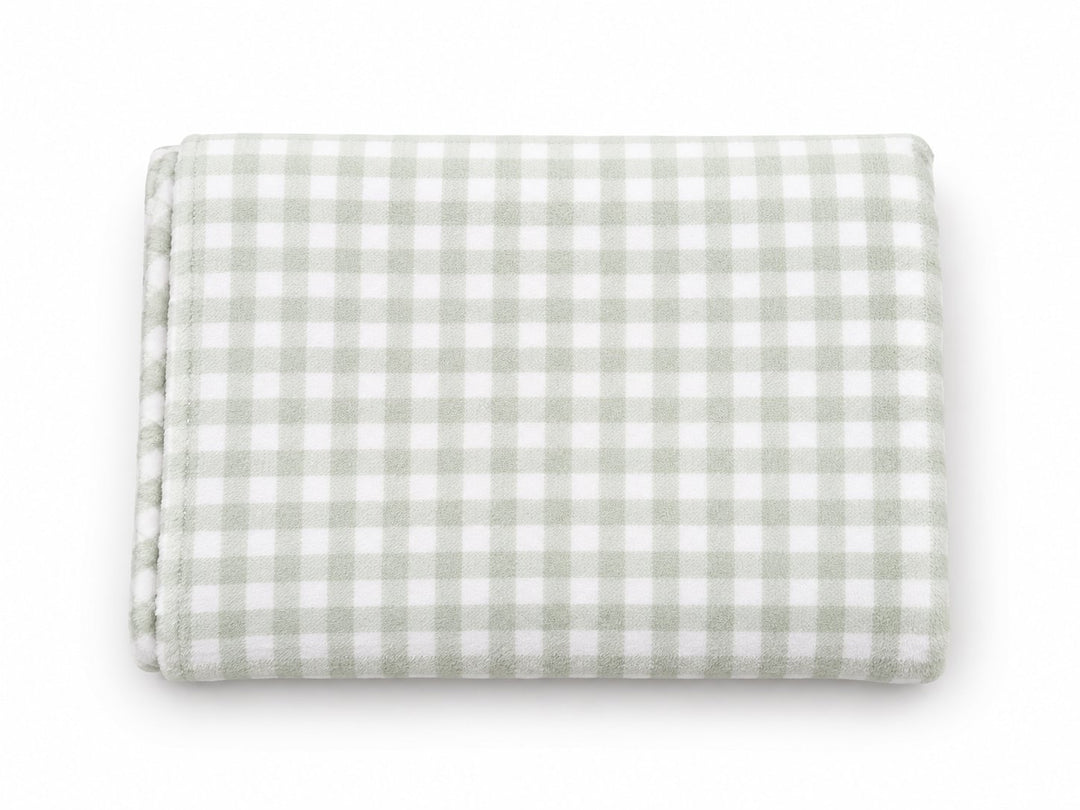 Couverture de minky Vichy sauge Mlle et Coco